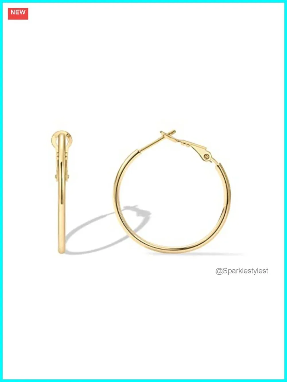 14K Gold Plated Hoop Earrings Paddle Back Hypoallergenic 30mm Everyday